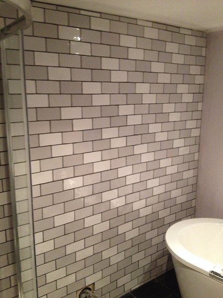 Bathrooms & Kitchens. gray shower